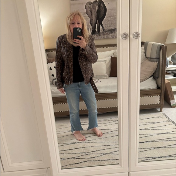 Size L Veda leather leopard print moto jacket - Picture 6 of 6